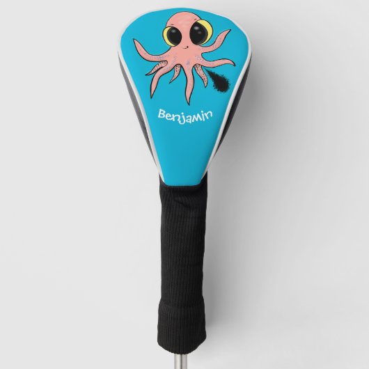 Cute, cheeky baby octopus cartoon golfheadcover (Voorkant)
