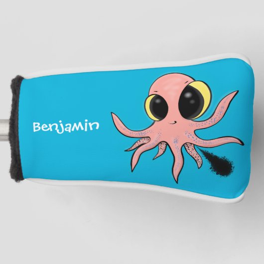 Cute, cheeky baby octopus cartoon golfheadcover (Voorkant)