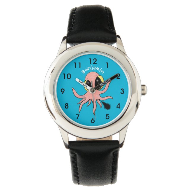Cute, cheeky baby octopus cartoon horloge (Voorkant)