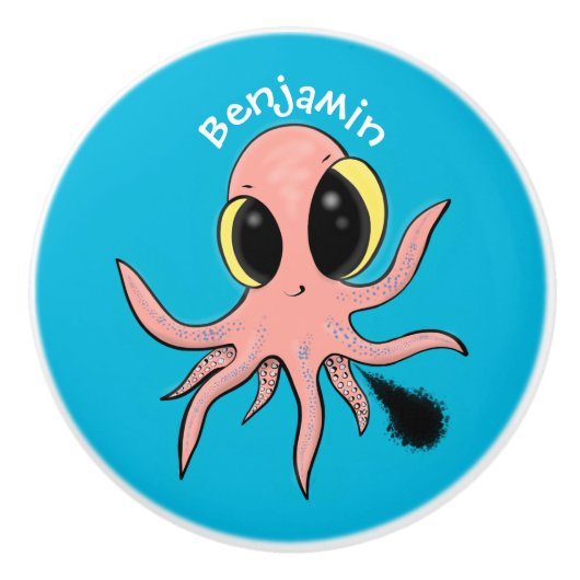 Cute, cheeky baby octopus cartoon keramische knop (Voorkant)