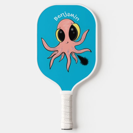 Cute, cheeky baby octopus cartoon pickleball paddle (Voorkant)
