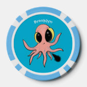 Cute, cheeky baby octopus cartoon poker chips (Achterkant)