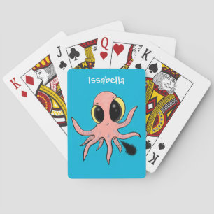 Cute, cheeky baby octopus cartoon pokerkaarten