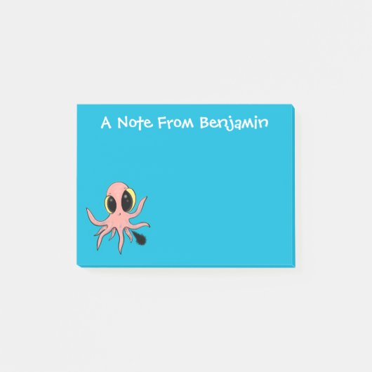 Cute, cheeky baby octopus cartoon post-it® notes (Voorkant)