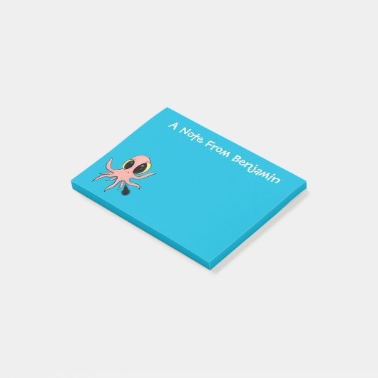 Cute, cheeky baby octopus cartoon post-it® notes (Schuin)