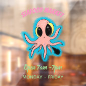 Cute, cheeky baby octopus cartoon raamsticker (Vel 2)
