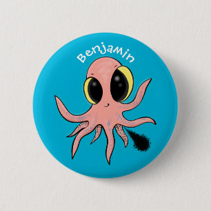 Cute, cheeky baby octopus cartoon ronde button 5,7 cm