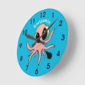 Cute, cheeky baby octopus cartoon ronde klok (Hoek)