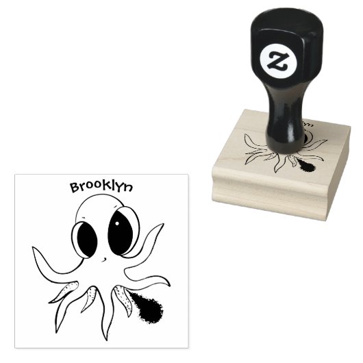 Cute, cheeky baby octopus cartoon rubberstempel (Gestempeld)