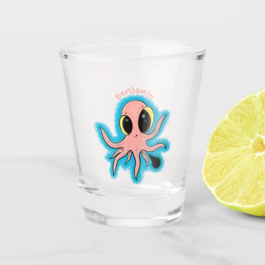 Cute, cheeky baby octopus cartoon shot glas (Voorkant)