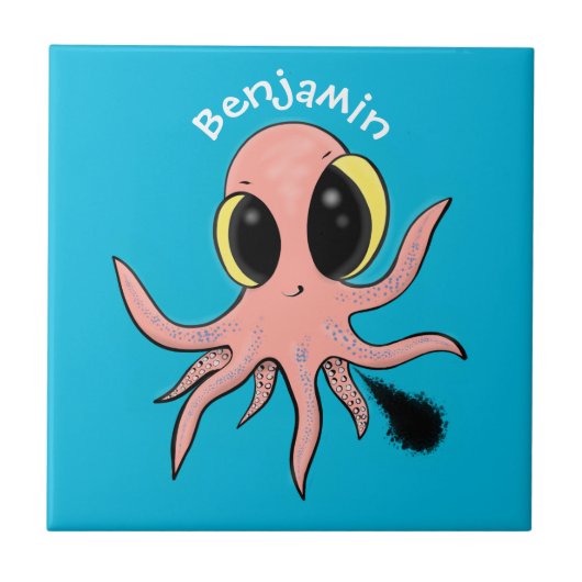 Cute, cheeky baby octopus cartoon tegeltje (Voorkant)