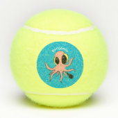 Cute, cheeky baby octopus cartoon tennisballen (Achterkant)