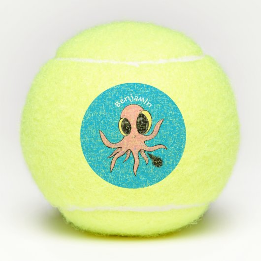 Cute, cheeky baby octopus cartoon tennisballen (Voorkant)