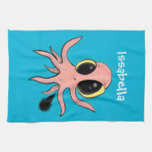 Cute, cheeky baby octopus cartoon theedoek (Horizontaal)