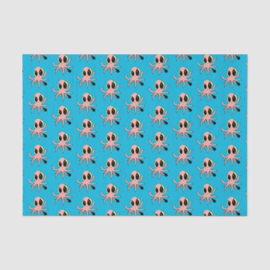 Cute, cheeky baby octopus cartoon tissuepapier (Voorkant)