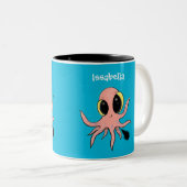 Cute, cheeky baby octopus cartoon tweekleurige koffiemok (Voorkant rechts)
