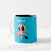 Cute, cheeky baby octopus cartoon tweekleurige koffiemok (Voorkant links)