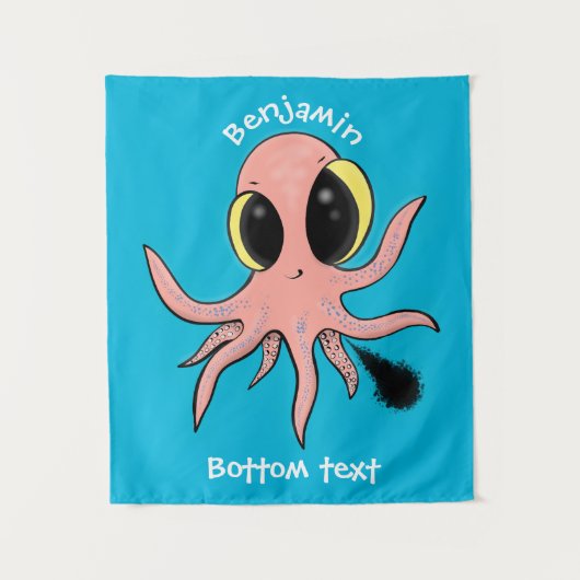 Cute, cheeky baby octopus cartoon wandkleed (Voorkant)