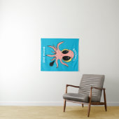 Cute, cheeky baby octopus cartoon wandkleed (In Situ (horizontaal))