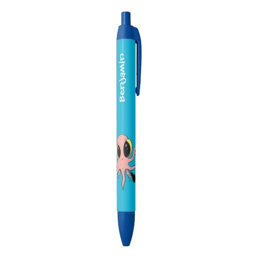 Cute, cheeky baby octopus cartoon zwarte inkt pen (Achterkant (Verticaal))