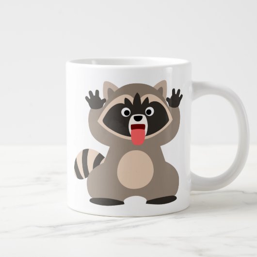 Cute Cheeky Cartoon Raccoon Grote Koffiekop (Rechts)