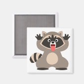 Cute Cheeky Cartoon Raccoon Magneet (Voorkant / Achterkant)