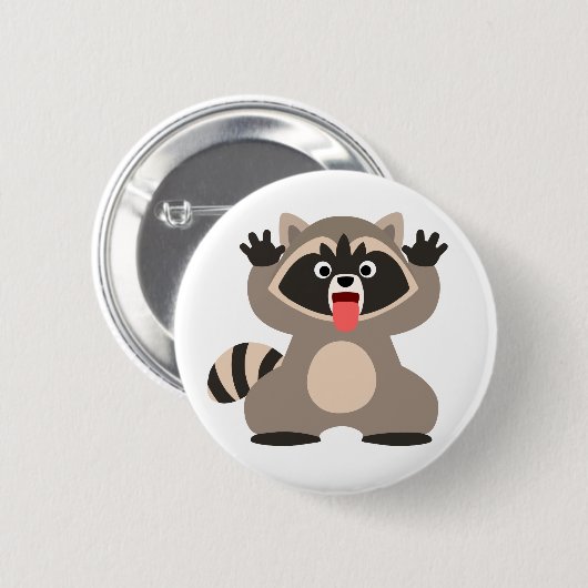 Cute Cheeky Cartoon Raccoon Ronde Button 5,7 Cm (Voorkant /achterkant)