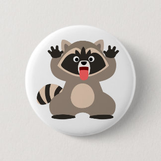 Cute Cheeky Cartoon Raccoon Ronde Button 5,7 Cm