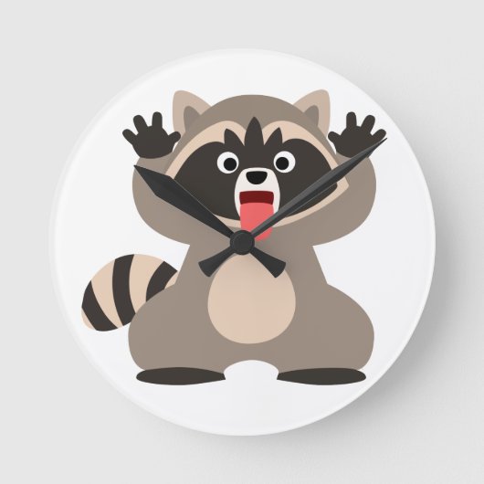 Cute Cheeky Cartoon Raccoon Ronde Klok (Voorkant)
