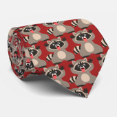 Cute Cheeky Cartoon Raccoon Stropdas (Opgerold)