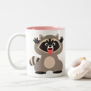 Cute Cheeky Cartoon Raccoon Tweekleurige Koffiemok
