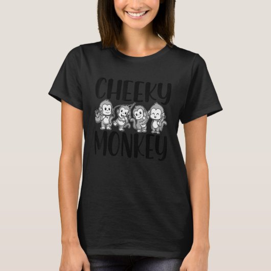 Cute Cheeky Monkey Face Oerwoud Wilde Dier T-shirt (Voorkant)