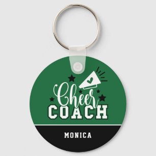 Cute Cheer Coach - Gepersonaliseerd groen en zwart Sleutelhanger