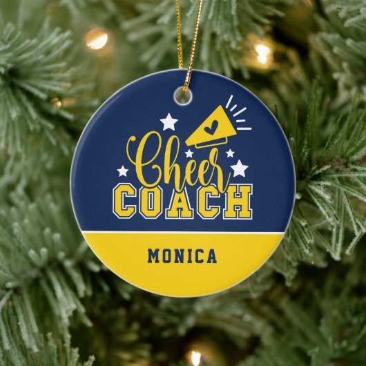 Cute Cheer Coach - Gepersonaliseerd Koninklijk Bla Keramisch Ornament (Boom)
