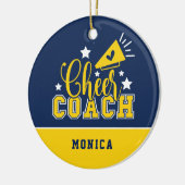 Cute Cheer Coach - Gepersonaliseerd Koninklijk Bla Keramisch Ornament (Links)