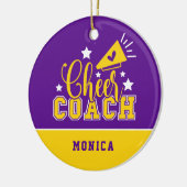 Cute Cheer Coach, gepersonaliseerd Paars en geel Keramisch Ornament (Links)