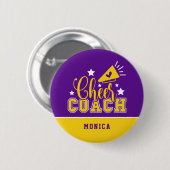 Cute Cheer Coach, gepersonaliseerd Paars en geel Ronde Button 5,7 Cm (Voorkant /achterkant)