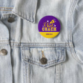 Cute Cheer Coach, gepersonaliseerd Paars en geel Ronde Button 5,7 Cm (In situ)