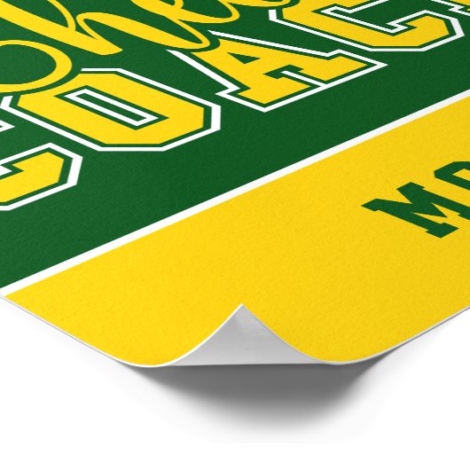 Cute Cheer Coach Personalized Kelly Green & Yellow Poster (Hoek)