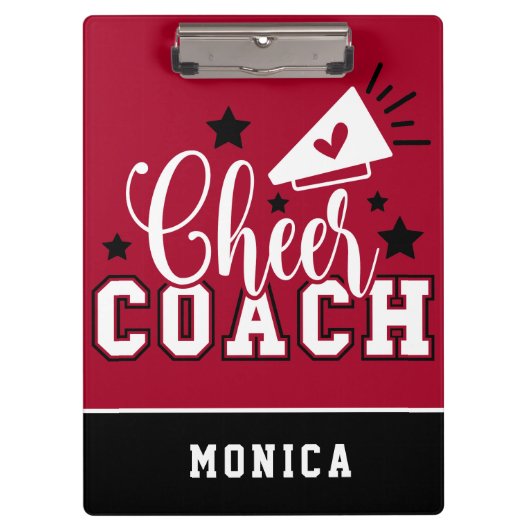 Cute Cheer Coach Persoonlijk rood en zwart Klembord (Voorkant)