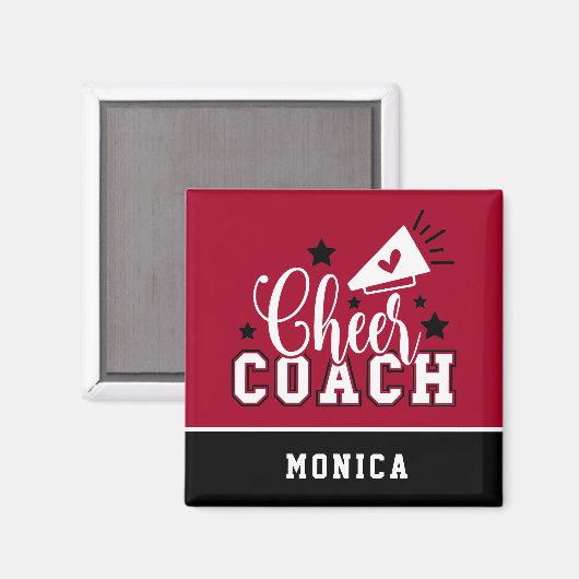 Cute Cheer Coach Persoonlijk rood en zwart Magneet (Voorkant / Achterkant)
