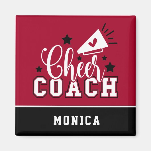 Cute Cheer Coach Persoonlijk rood en zwart Magneet (Voorkant)