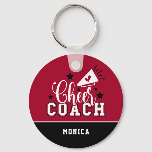 Cute Cheer Coach Persoonlijk rood en zwart Sleutelhanger (Voorkant)