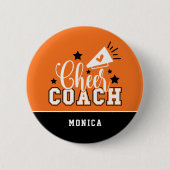 Cute Cheer Coach, persoonlijk Sinaasappel en zwart Ronde Button 5,7 Cm (Voorkant)