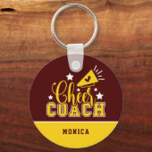 Cute Cheer Coach Persoonlijke maroon & geel Sleutelhanger (Voorkant)