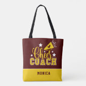 Cute Cheer Coach Persoonlijke maroon & geel Tote Bag (Achterkant)