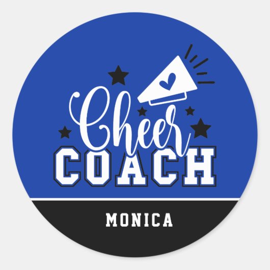 Cute Cheer Coach - Speciaal blauw en zwart Ronde Sticker (Voorkant)