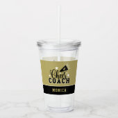 Cute Cheer Coach, speciaal gepersonaliseerd goud e Acryl Drinkbeker (Voorkant)