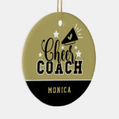 Cute Cheer Coach, speciaal gepersonaliseerd goud e Keramisch Ornament (Rechts)