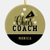 Cute Cheer Coach, speciaal gepersonaliseerd goud e Keramisch Ornament (Voorkant)